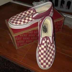 Checkers maroon vans